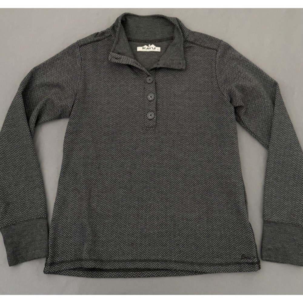 Kavu Klear Above Visibility Unlimited Pullover Womens Size XL Gray Lopez Henley
